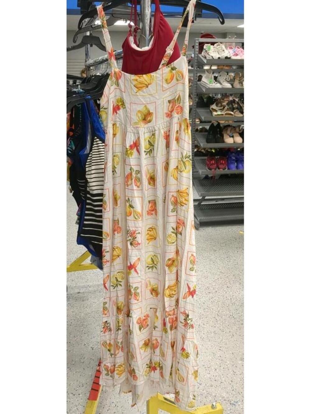 EUC Paper Heart Fruits Maxi Dress White Green Size XS preppy coastalcore